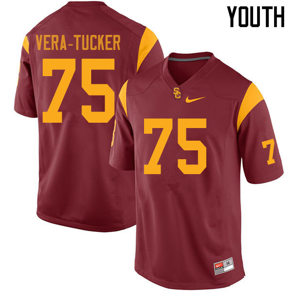 Youth #75 Alijah Vera-Tucker USC Trojans College Football Jerseys Sale-Cardinal